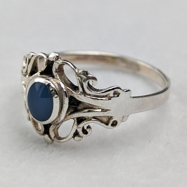British Vintage Jewelry Bluestone Sterling Silver Ring (No. 9.5) Ring